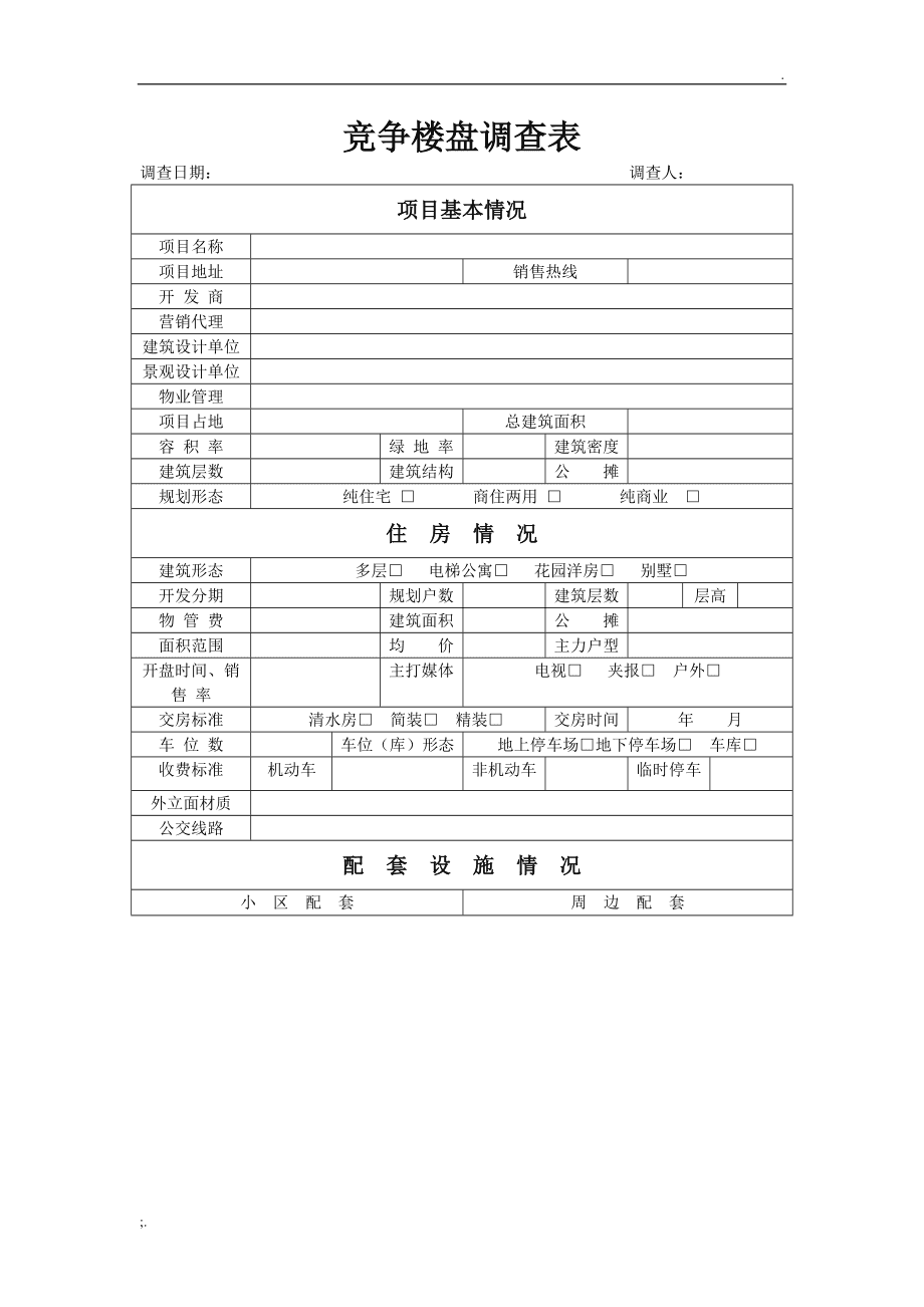 樓盤市場調(diào)查表與代理操作指南
