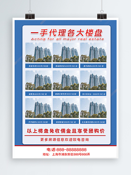 樓盤代理專用商務(wù)名片，彰顯地產(chǎn)業(yè)務(wù)的專業(yè)性和權(quán)威性